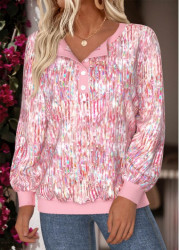 Modlily Pink Tummy Coverage Dazzle Colorful Print Long Sleeve Sweatshirt - M