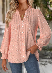 Modlily Pink Tummy Coverage Floral Print Long Sleeve Blouse - S