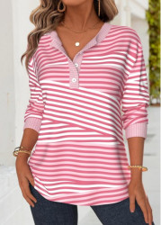 Modlily Pink Tummy Coverage Geometric Print Long Sleeve Sweatshirt - M