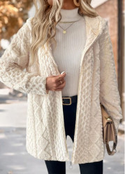 Modlily Plus Size Beige Tummy Coverage Long Sleeve Hooded Coat - 1X