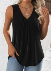 Modlily Plus Size Black Sleeveless V Neck Tank Top - 1X