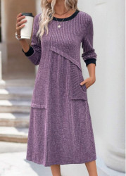 Modlily Plus Size Dusty Purple Patchwork A Line Dress - 3X
