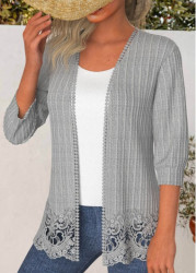 Modlily Plus Size Lace 3/4 Sleeve Light Cardigan - 1X