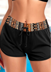Modlily Plus Size Mid Waisted Black Swim Shorts - 3X