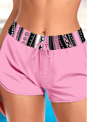 Modlily Plus Size Mid Waisted Pink Swim Shorts - 3X