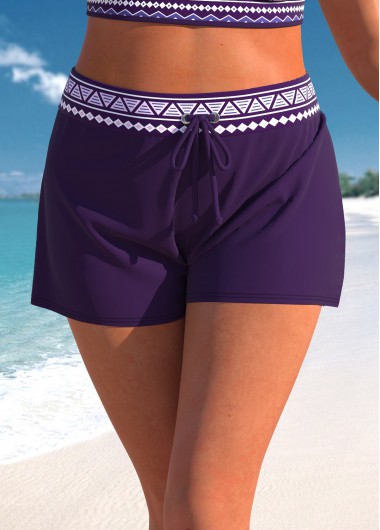 Modlily Plus Size Mid Waisted Purple Swim Shorts - 3X