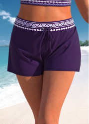 Modlily Plus Size Mid Waisted Purple Swim Shorts - 3X
