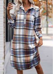 Modlily Plus Size Multi Color Button Plaid A Line Dress - 1X