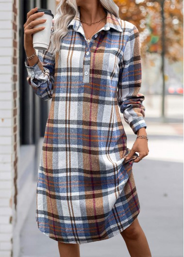 Modlily Plus Size Multi Color Button Plaid A Line Dress - 3X
