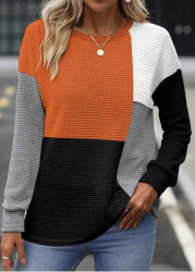 Modlily Plus Size Multi Color Patchwork Long Sleeve Sweatshirt - 1X
