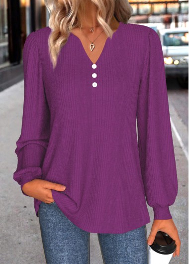 Modlily Purple Split Long Sleeve T Shirt - M