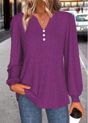 Modlily Purple Split Long Sleeve T Shirt - M