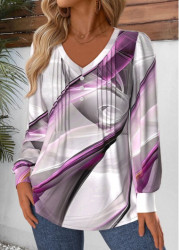 Modlily Purple Tuck Stitch Ombre Long Sleeve T Shirt - M