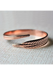 Modlily Rose Gold Leaf Design Copper Bangle - One Size