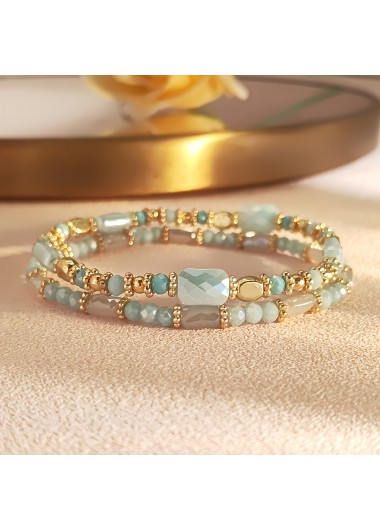 Modlily Sage Green Acrylic Beaded Bracelet Set - One Size