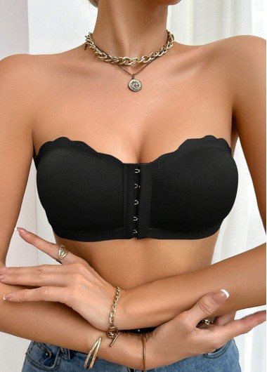 Modlily Sexy Babydoll Lingerie Chemises Black Seamless Push Up Bandeau Bra - S