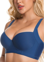 Modlily Sexy Babydoll Lingerie Chemises Blue Push-up Half Round Cup Bra - 36C