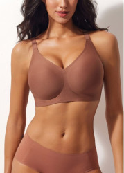 Modlily Sexy Babydoll Lingerie Chemises Dark Coffee Color V Neck Bra - S