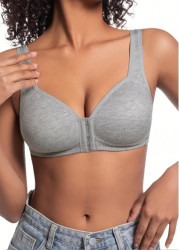 Modlily Sexy Babydoll Lingerie Chemises Grey Color V Neck Detail Bra - S
