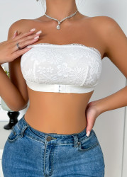 Modlily Sexy Babydoll Lingerie Chemises White Lace Push Up Bandeau Bra - S