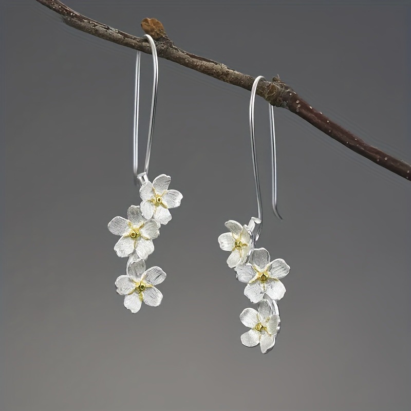 Modlily Silver Flower Design Plants Alloy Earrings - One Size