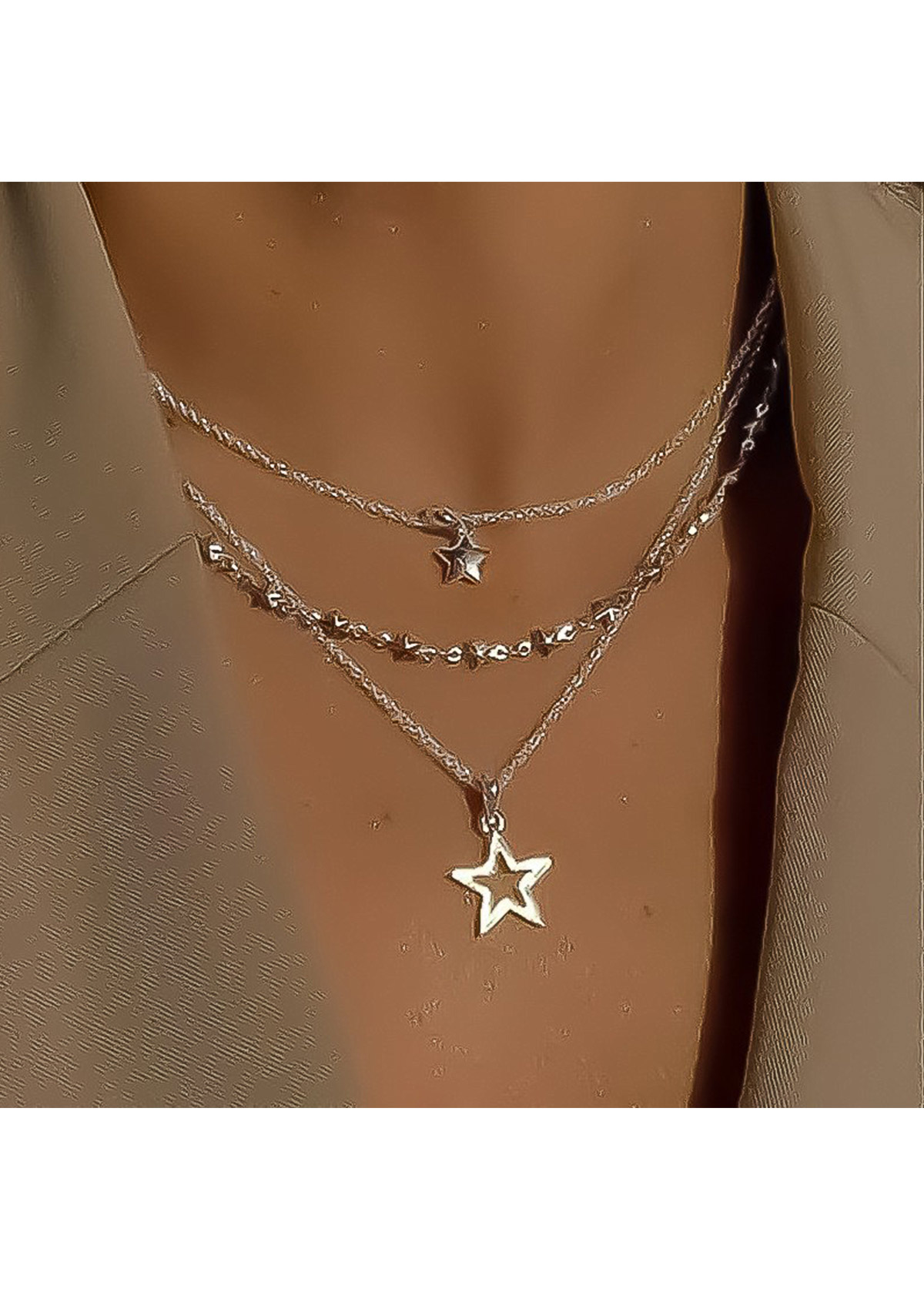 Modlily Silvery White Star Alloy Detail Necklace - One Size