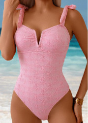 Modlily Tummy Control Pink One Piece Swimwear - S
