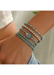 Modlily Turquoise Color Alloy Detail Elastic Bracelets - One Size