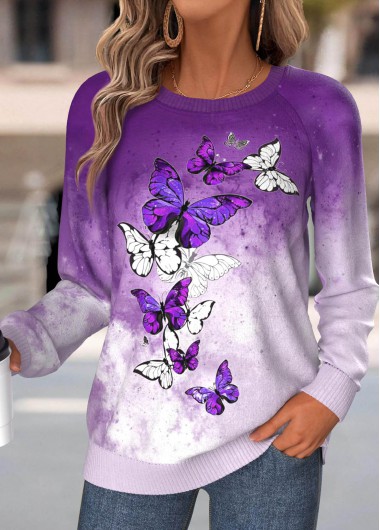 Modlily Violet Tummy Coverage Animal Print Long Sleeve Sweatshirt - M