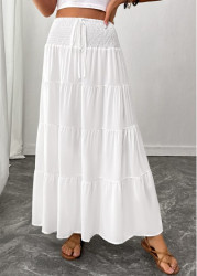 Modlily White A Line Elastic Waist Maxi Skirt - 2XL