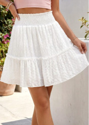 Modlily White A Line Elastic Waist Short Skirt - M