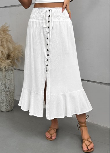 Modlily White A Line Elastic Waist Skirt - XL