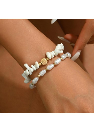 Modlily White Color Imitation Pearl Detail Bracelet - One Size