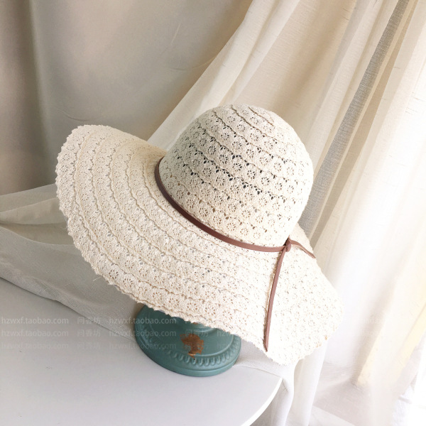 Modlily White Color Openwork Wide-brimmed Design Hat - One Size