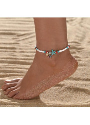 Modlily White Color Plastic Detail Elastic Anklet - One Size