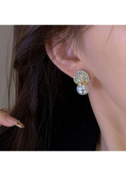 Modlily White Color Shell Alloy Detail Earrings - One Size