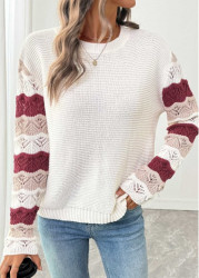 Modlily White Long Sleeve Round Neck Sweater - S