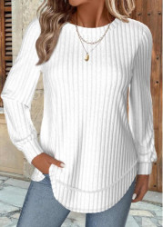 Modlily White Long Sleeve Round Neck Sweatshirt - S