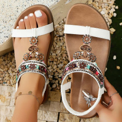 Modlily White Peep Toe Falt Rubber Sandals - 38