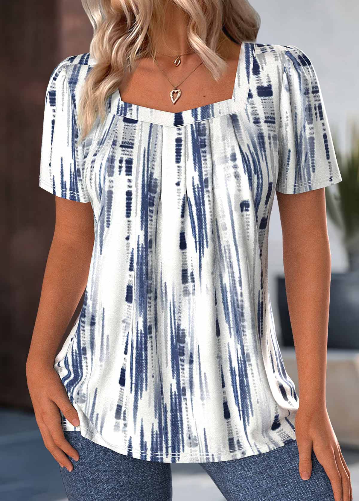Modlily White Tie Dye Print Short Sleeve T Shirt - S