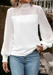 Modlily White Tummy Coverage Long Sleeve Turtleneck T Shirt - S