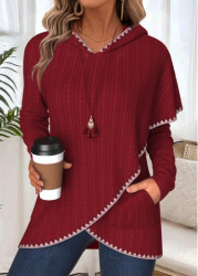 Modlily Wine Red Tummy Coverage Long Sleeve Hoodie - S