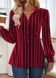 Modlily Wine Red Tummy Coverage Long Sleeve Shirt - M
