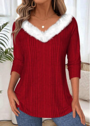 Modlily Wine Red Tummy Coverage Long Sleeve T Shirt - L