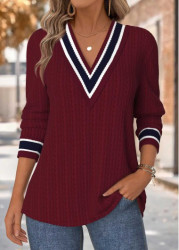 Modlily Wine Red Tummy Coverage Long Sleeve T Shirt - M