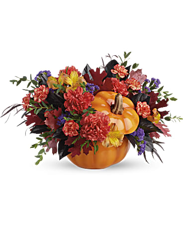 Multi-Colored | Mixed Bouquets | Hauntingly Pretty Pumpkin Bouquet | Same Day Flower Delivery by Teleflora