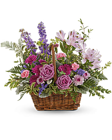 Multi-Colored | Mixed Bouquets | Lavender Meadow Basket Bouquet | Same Day Flower Delivery by Teleflora