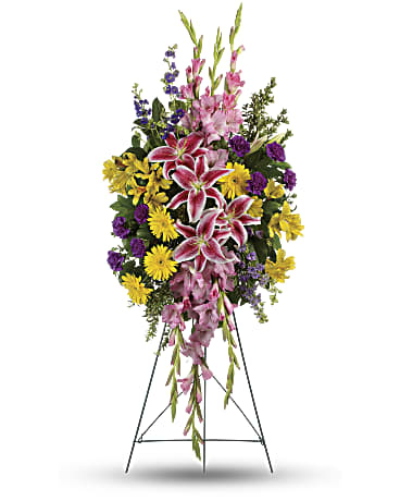 Multi-Colored | Mixed Bouquets | Rainbow Of Remembrance Spray | Same Day Flower Delivery by Teleflora