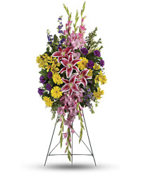 Multi-Colored | Mixed Bouquets | Rainbow Of Remembrance Spray | Same Day Flower Delivery by Teleflora