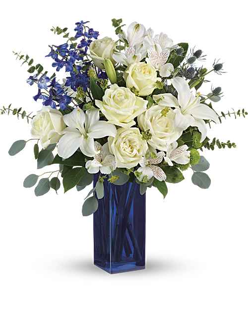 Multi-Colored | Mixed Bouquets | Calming Cobalt Bouquet | Same Day Flower Delivery by Teleflora